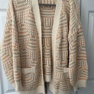 Cozy Knit Women's Sweater - Cream and Tan